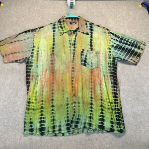 Dilemma New York Wearable Art Shirt Women's L Short Sleeve Abstract Rayon Camp